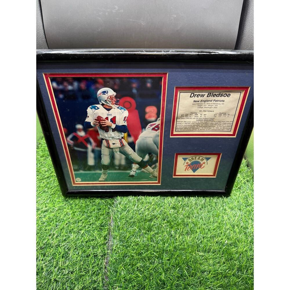Framed Drew Bledsoe New England Patriots Football Collectible – Photo